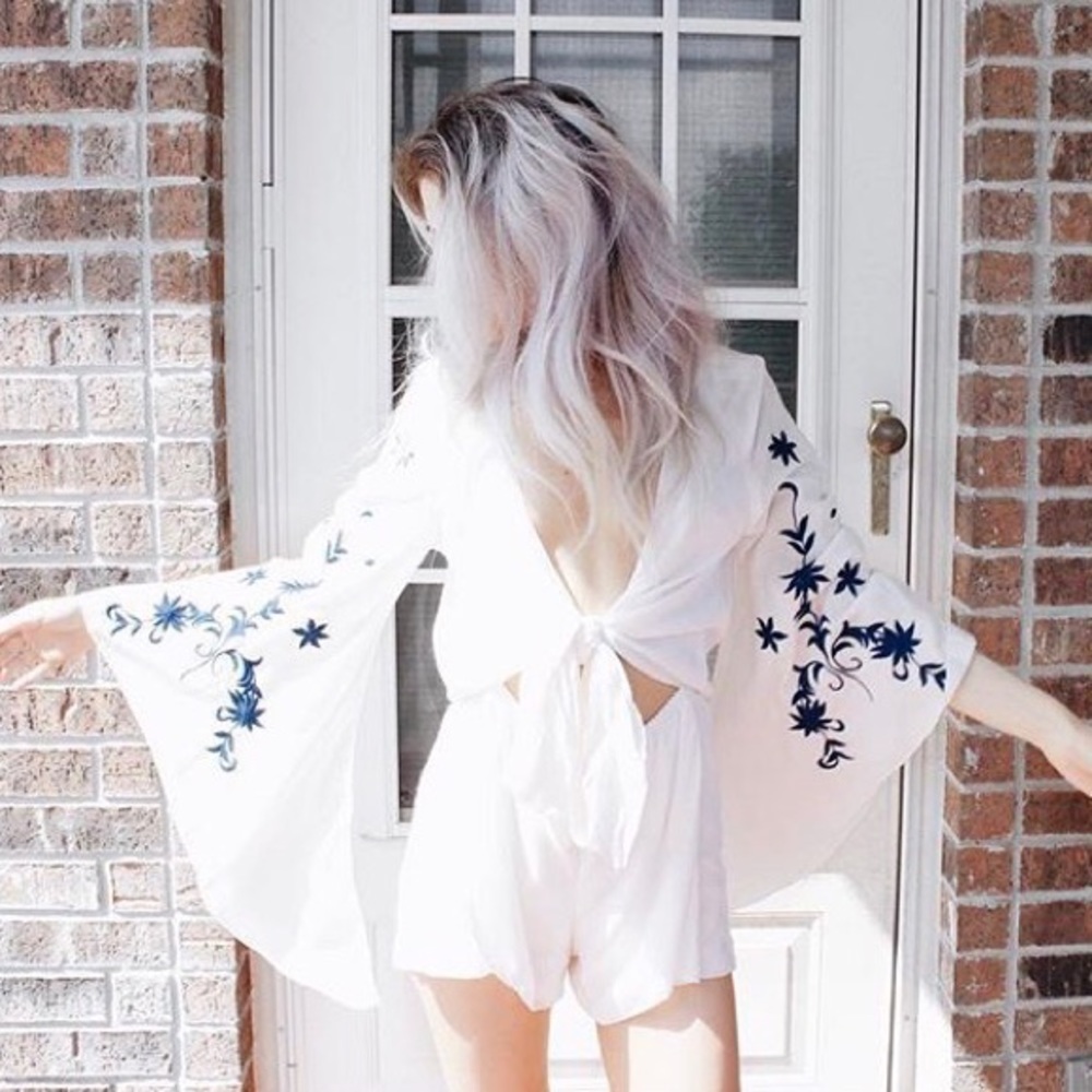Winston white blue star/white romper